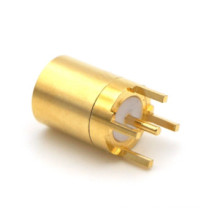 Brass / Gold Plated Smb Straight Connector / Rf Coax Pcb Mount Connector